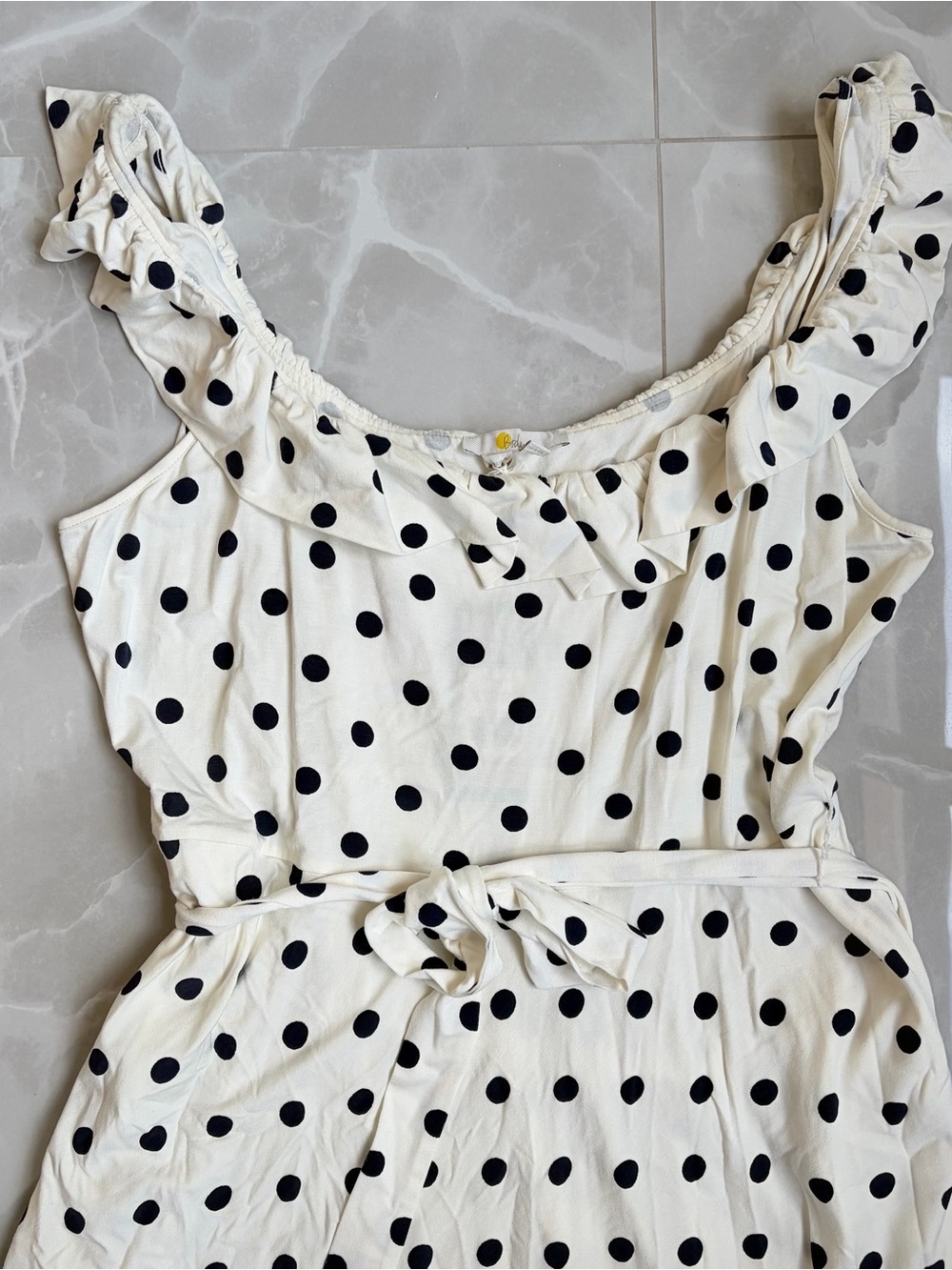 $ 138 NWT Boden  Ruffle Polka Dot Ruffle Midi Dress Ivory Black New Size 14 - Picture 5 of 10